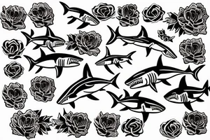 Shark made out of roses tattoo idea
