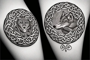 Two wolves done in celtic style facing each other.  With a circle in the middle tattoo idea
