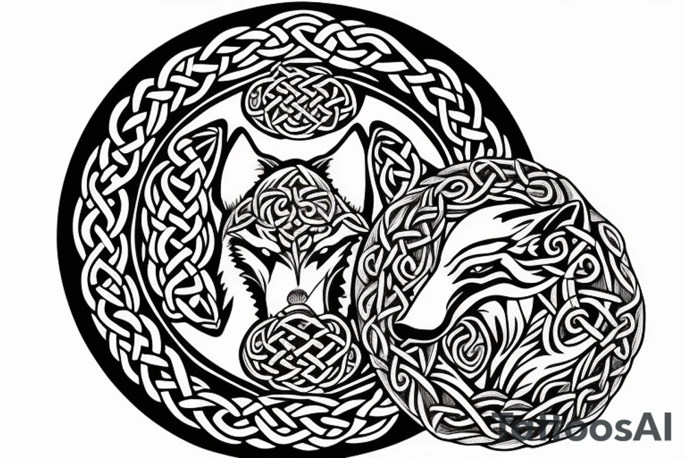 Two wolves done in celtic style facing each other. With a space in the middle. A circle tattoo idea Two wolves done in celtic style facing each other. With a space in the middle. A circle tattoo idea
