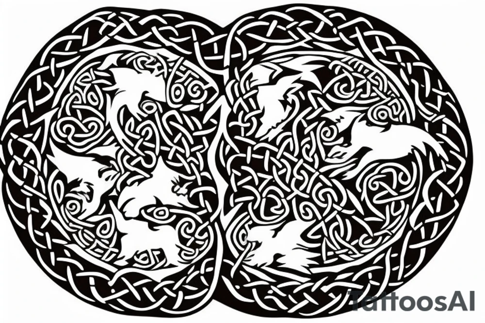 Two wolves done in celtic style facing each other. With a space in the middle. A circle tattoo idea