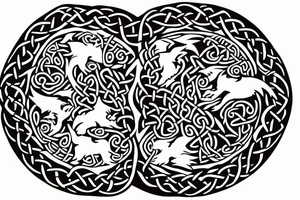 Two wolves done in celtic style facing each other.  With a space in the middle.  A circle tattoo idea