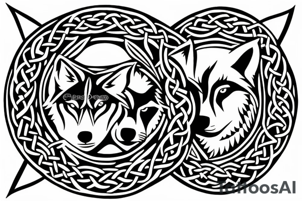 Two wolves done in celtic style facing each other. tattoo idea Two wolves done in celtic style facing each other. tattoo idea