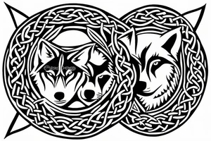 Two wolves done in celtic style facing each other. tattoo idea
