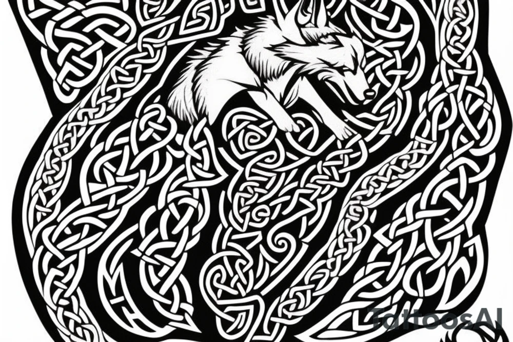 Wolf done in celtic style tattoo idea