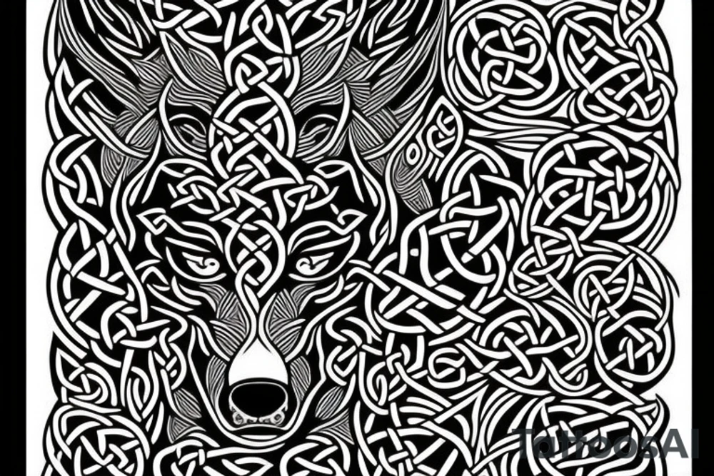 Wolf done in celtic style tattoo idea