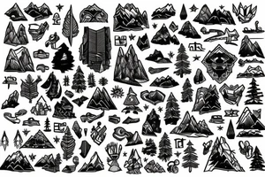 Mountain tattoo, patchwork style tattoo idea