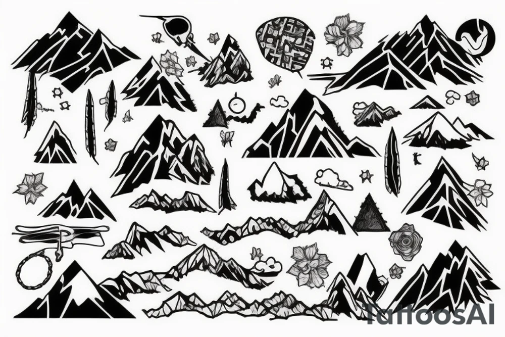 Mountain patchwork tattoo idea