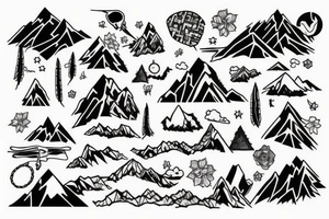 Mountain patchwork tattoo idea