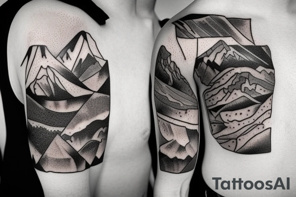 Mountain patchwork tattoo idea