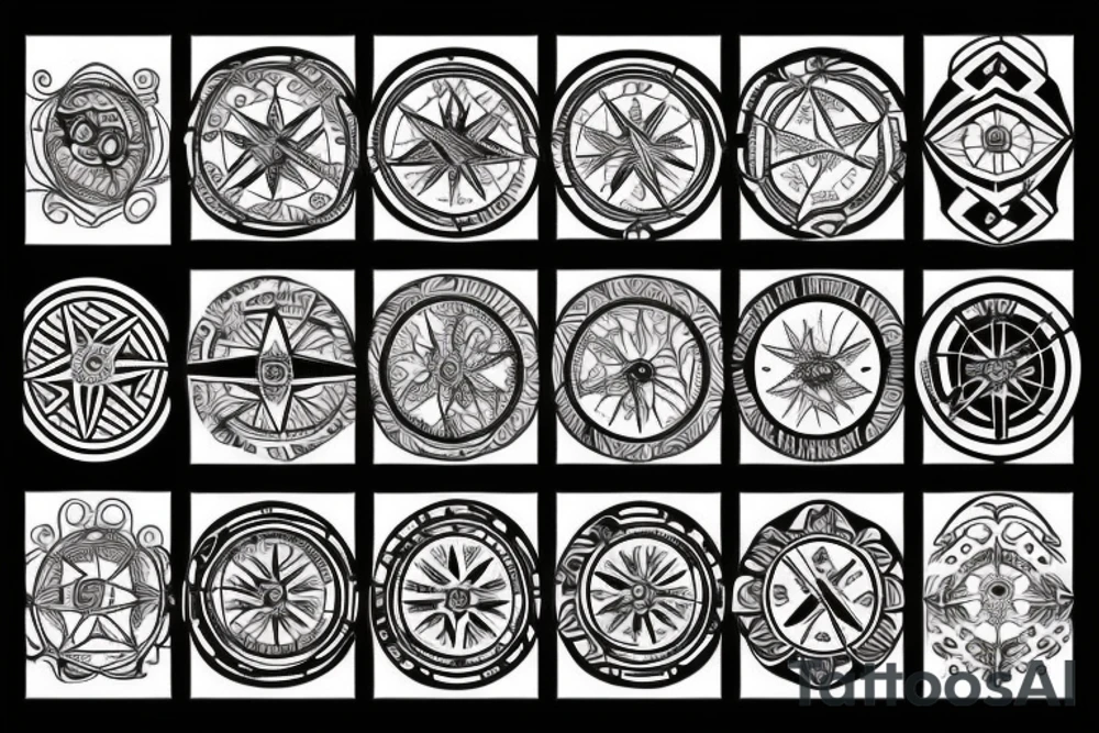 Compass patchwork tattoo idea
