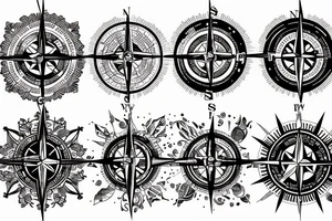 Compass patchwork tattoo idea