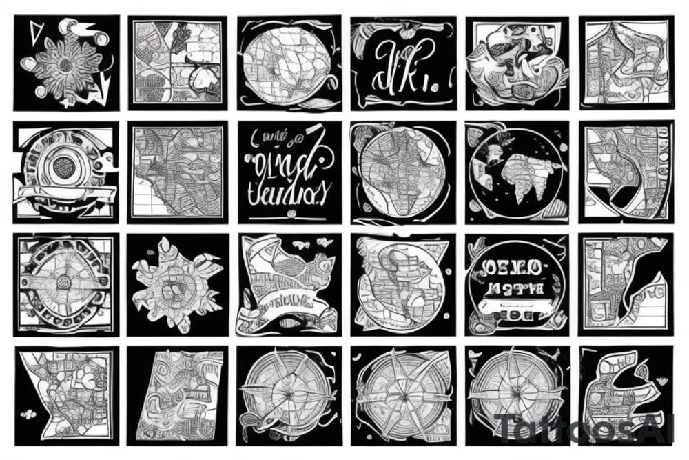 Map patchwork tattoo idea