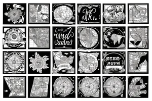 Map patchwork tattoo idea