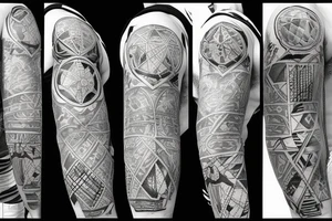 Men’s atlas patchwork tattoo idea