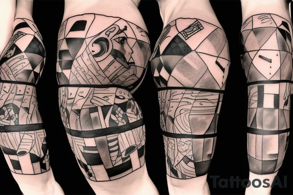 Men’s atlas patchwork tattoo idea