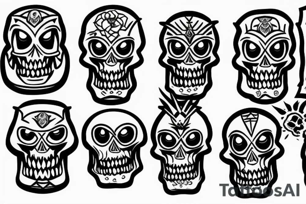 Angry tiki skull tattoo idea