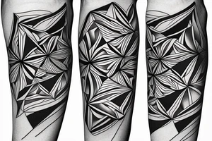 geometrische Muster wie mc Escher

Art Fusion tattoo style, white background, --no skin tattoo idea