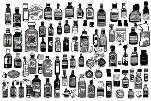 Ship in a bottle patchwork tattoo idea