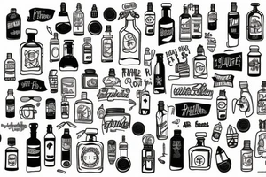 Ship in a bottle patchwork tattoo idea