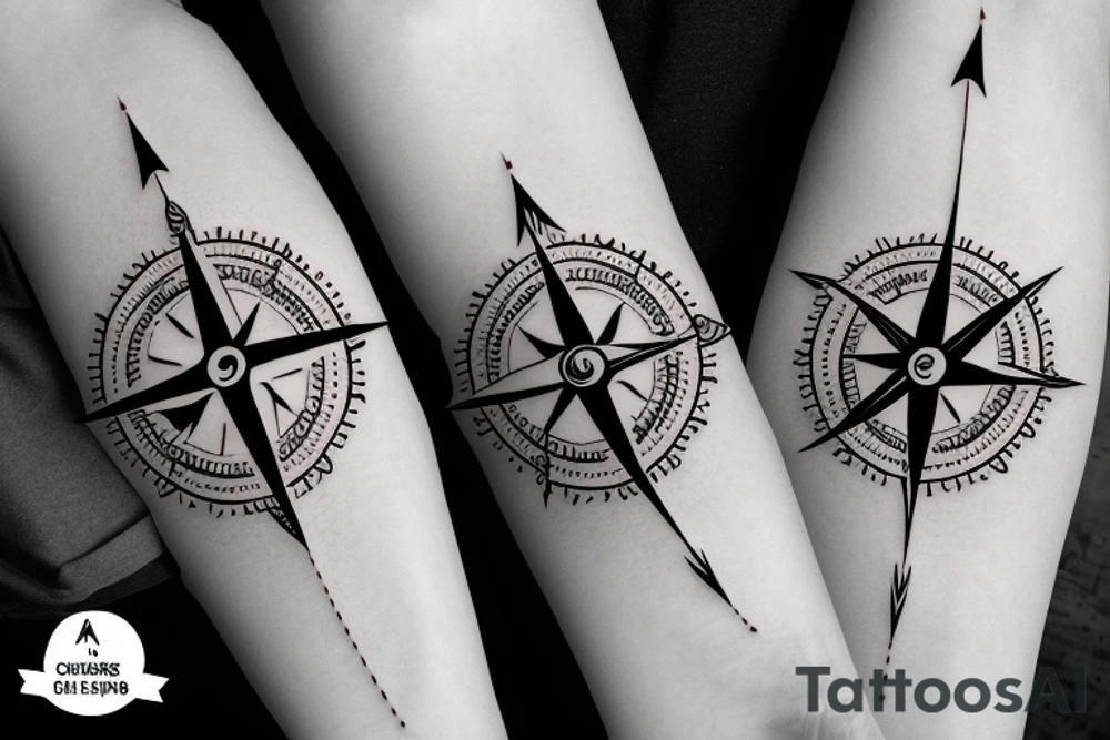 Arrow travel tattoo compass tattoo idea