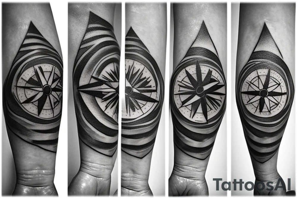 Arrow travel tattoo compass patchwork tattoo idea