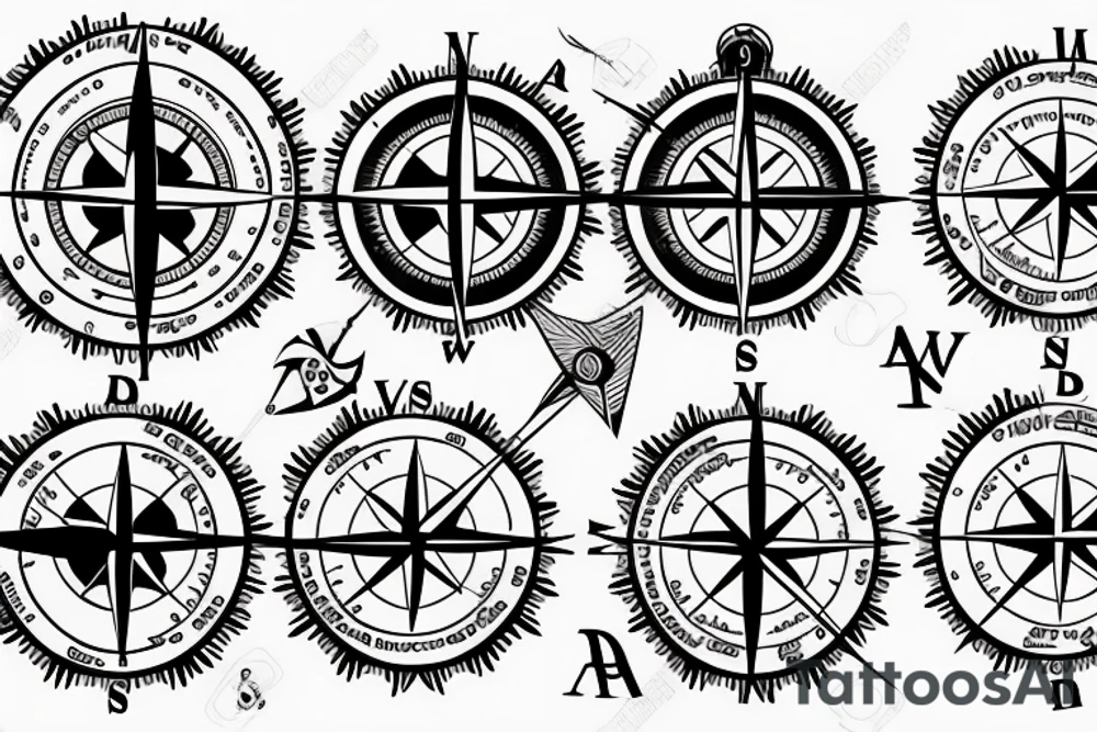 Arrow travel tattoo compass patchwork tattoo idea