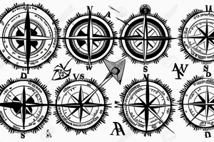 Arrow travel tattoo compass patchwork tattoo idea