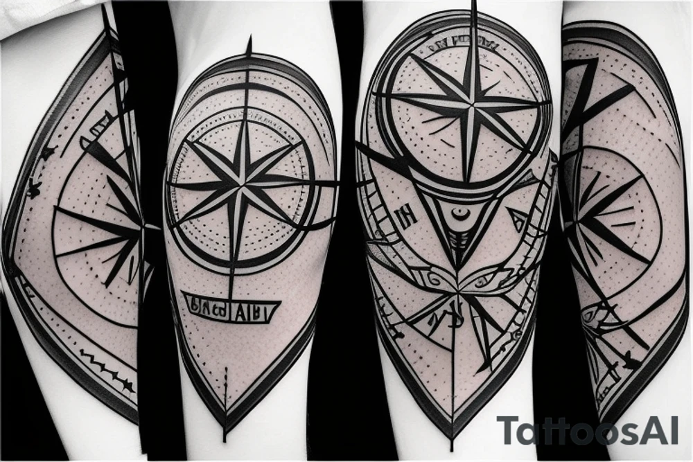 Arrow travel tattoo compass patchwork tattoo idea