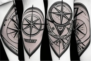 Arrow travel tattoo compass patchwork tattoo idea