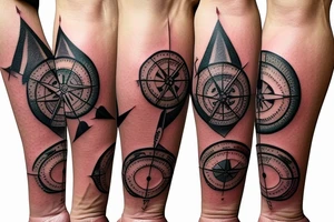 Arrow travel tattoo compass patchwork tattoo idea