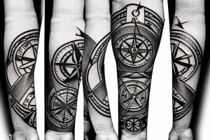 Arrow travel tattoo compass patchwork tattoo idea