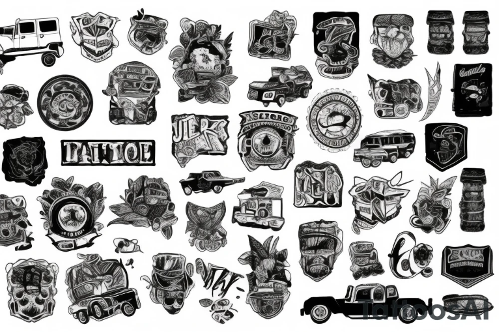 Jeep patchwork tattoo idea