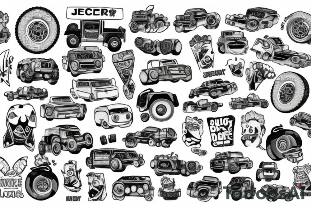 Jeep patchwork tattoo idea