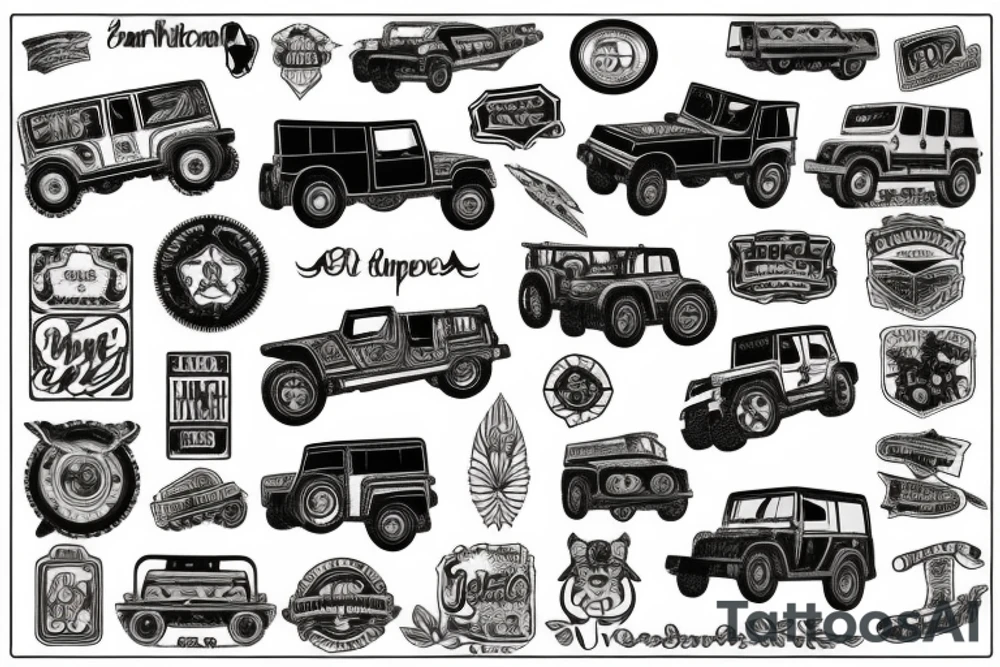 Jeep patchwork tattoo idea