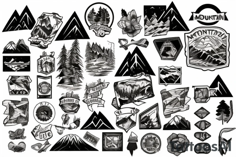 Mountain range patchwork tattoo idea