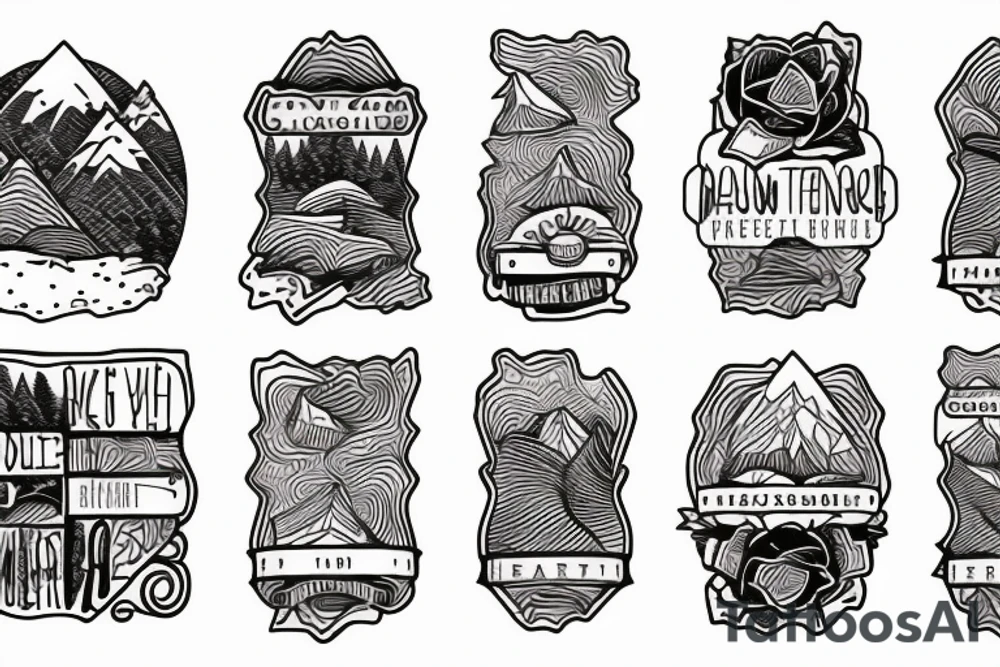Mountain range patchwork tattoo idea