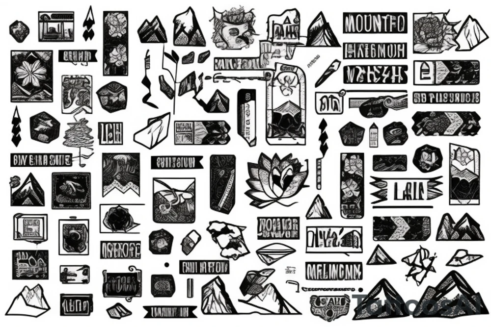 Mountain range patchwork tattoo idea