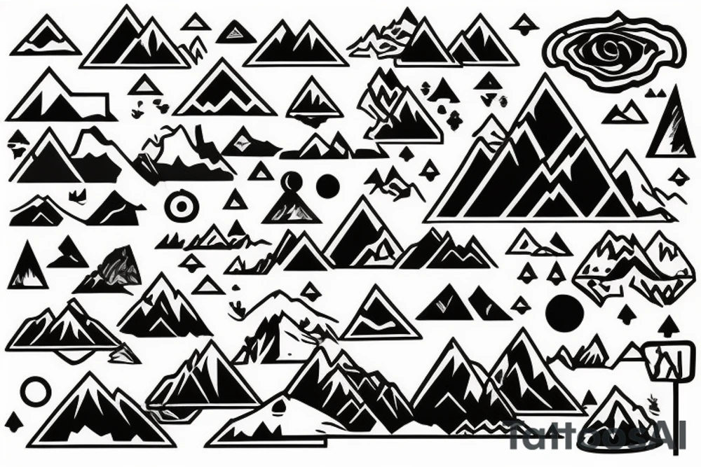 Mountain range patchwork tattoo idea