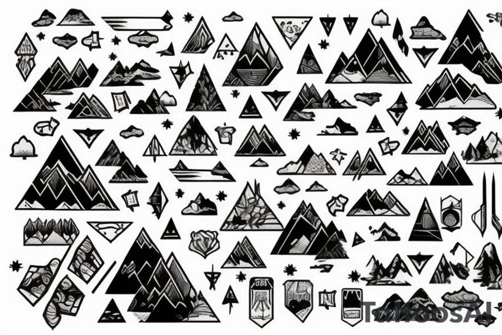 Mountain range patchwork tattoo idea
