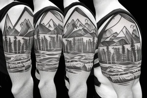 Mountain range patchwork tattoo idea