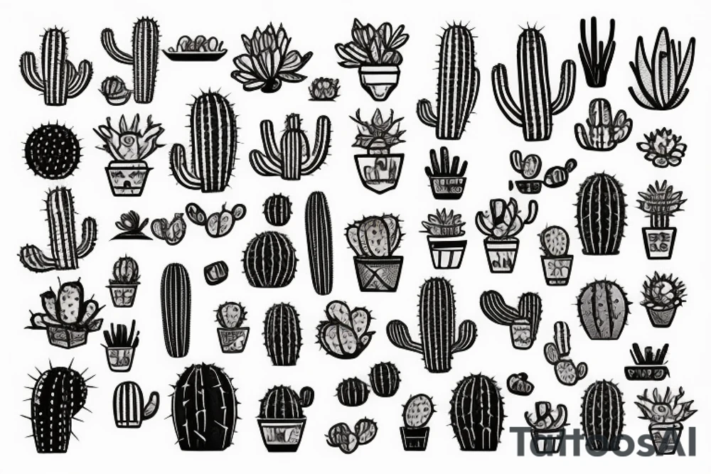 Cactus  patchwork tattoo idea