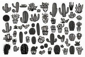Cactus  patchwork tattoo idea