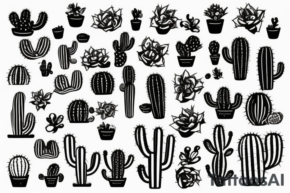 Cactus  patchwork tattoo idea
