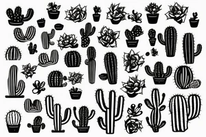 Cactus  patchwork tattoo idea