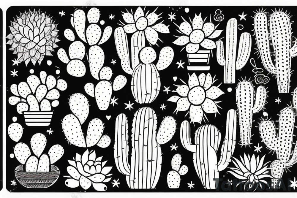 Cactus  patchwork tattoo idea