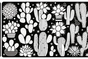Cactus  patchwork tattoo idea