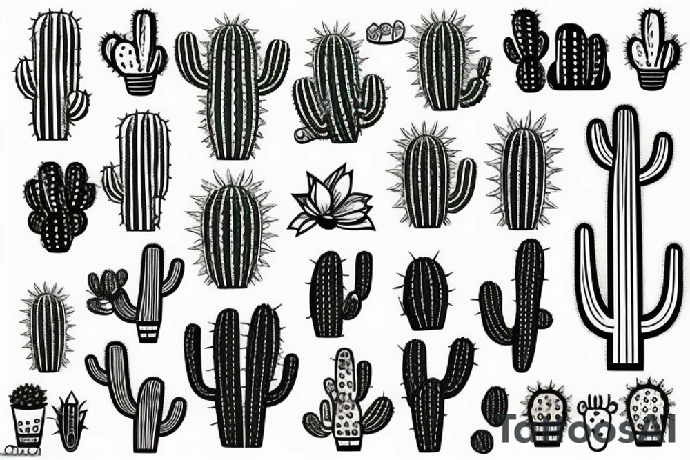 Cactus  patchwork tattoo idea