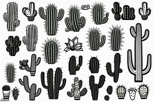 Cactus  patchwork tattoo idea
