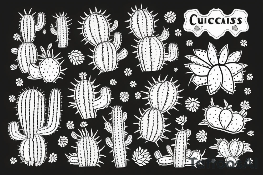 Cactus  patchwork tattoo idea