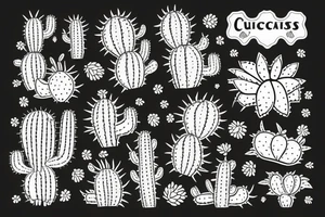 Cactus  patchwork tattoo idea